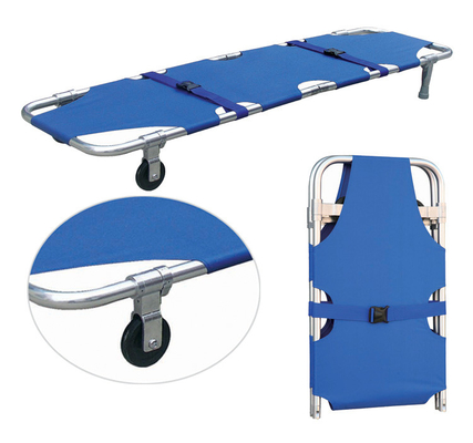 ราคาดี พกพาการช่วยเหลือพับ stretcher กับสองล้อตรง รถพยาบาลฉุกเฉิน ออนไลน์