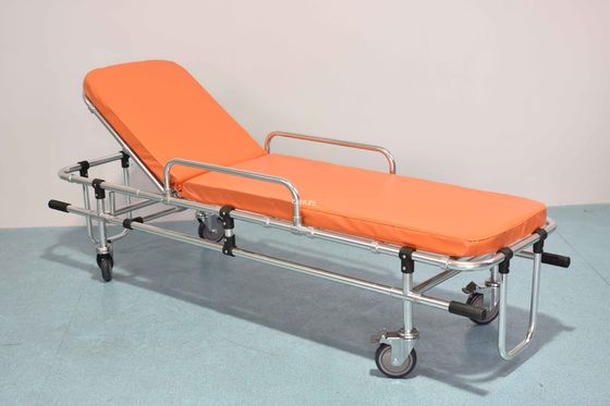 อัลลูมิเนียมสลัด พับได้ สองท่อ ตําแหน่งต่ํา รถพยาบาล stretcher การปรับหลังรถบรรทุกการช่วยเหลือฉุกเฉิน
