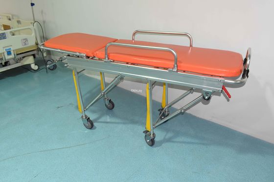 อลูมิเนียมสลัด พับได้ Ambulance stretcher ผู้ป่วยการถ่ายทอดความสูงและหลัง ปรับความช่วยเหลือการช่วยเหลือ